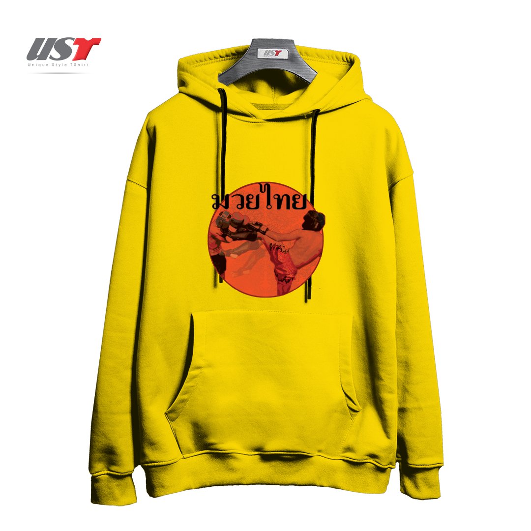 طرح THAI BOXING هودی اورسایزرنگ زرد