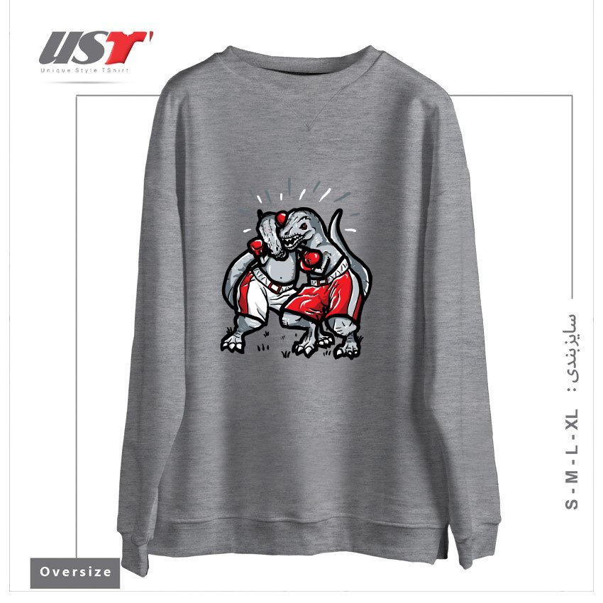 سوییشرت اورسایز طرح T-REX'S TRYING TO BOX