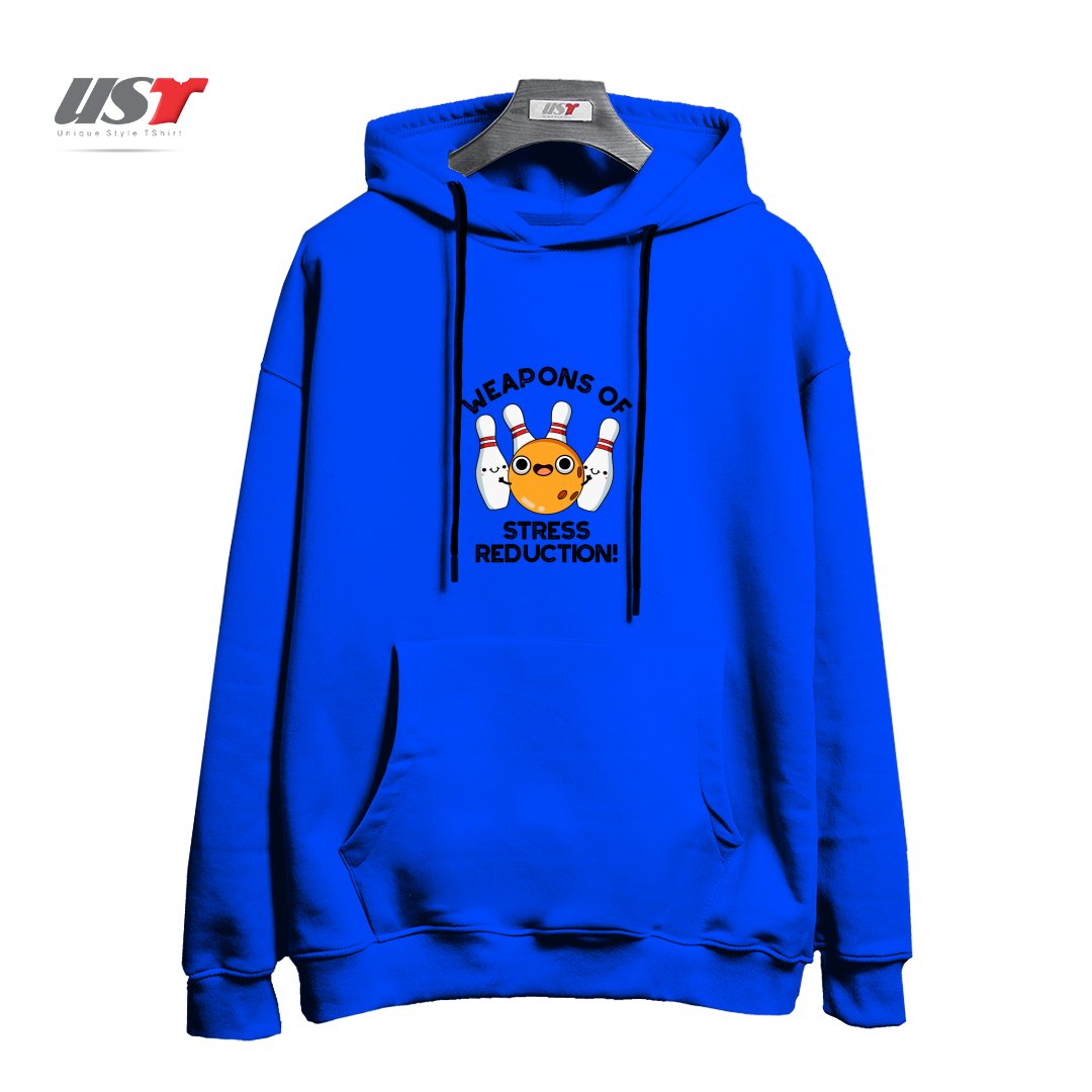 هودی اورسایز طرح WEAPONS OF STRESS REDUCTION CUTE BOWLING PUN