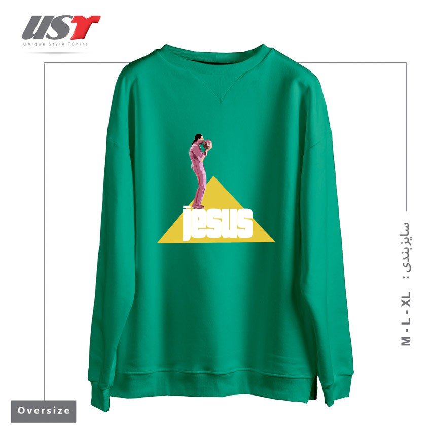 طرح THE JESUS - BIG LEBOWSKI MOVIE سوییشرت اورسایزرنگ سبز سدری