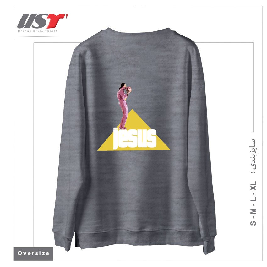 طرح THE JESUS - BIG LEBOWSKI MOVIE سوییشرت اورسایزرنگ طوسی ملانژ