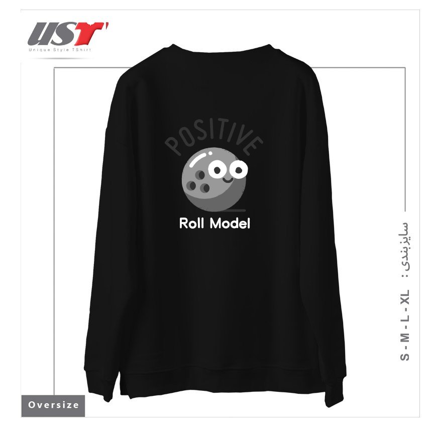 طرح A STRIKING EXAMPLE سوییشرت اورسایزرنگ مشکی