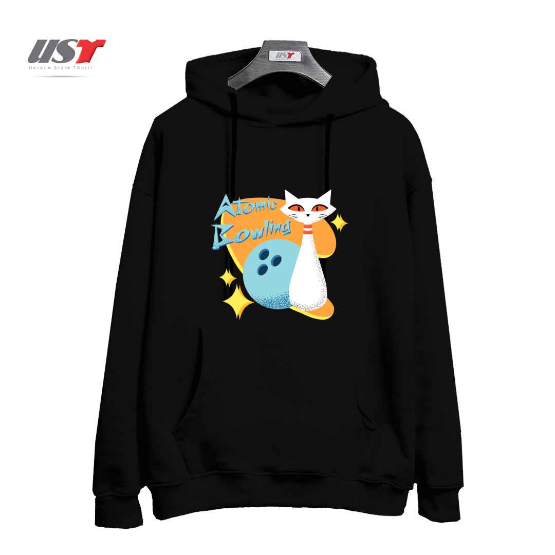 هودی اورسایز طرح ATOMIC CAT IN MID-CENTURY MODERN BOWLING DESIGN