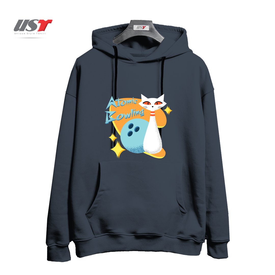 طرح ATOMIC CAT IN MID-CENTURY MODERN BOWLING DESIGN هودی اورسایزرنگ دودی