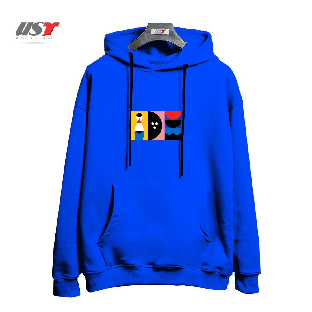 طرح BIRDLAND هودی اورسایزرنگ آبی شالی