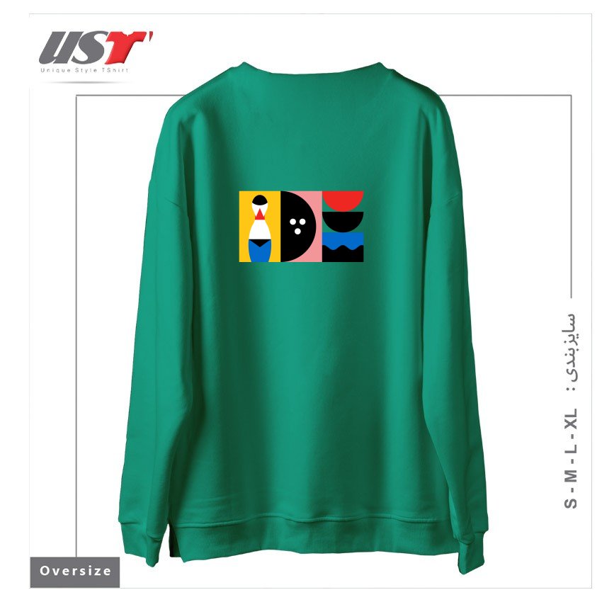 طرح BIRDLAND سوییشرت اورسایزرنگ سبز سدری