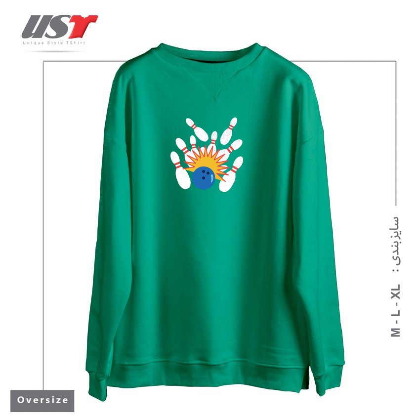 سوییشرت اورسایز طرح BOWLING A STRIKE