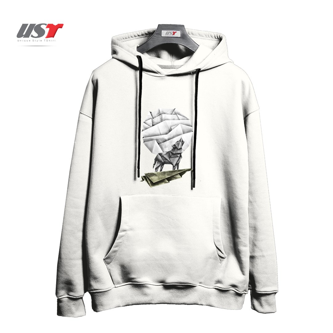 طرح WOLFGAMI هودی اورسایزرنگ سفید