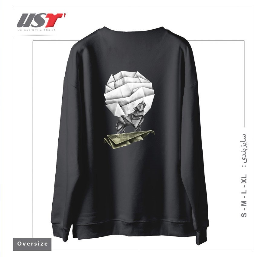 طرح WOLFGAMI سوییشرت اورسایزرنگ دودی