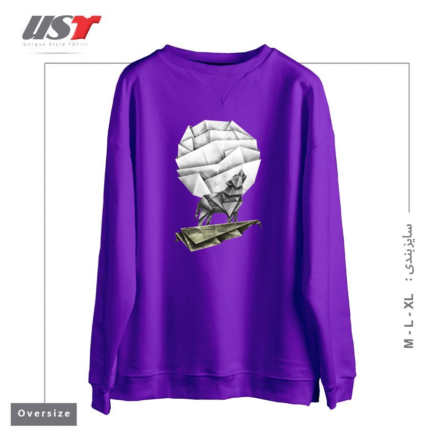 طرح WOLFGAMI سوییشرت اورسایزرنگ بنفش