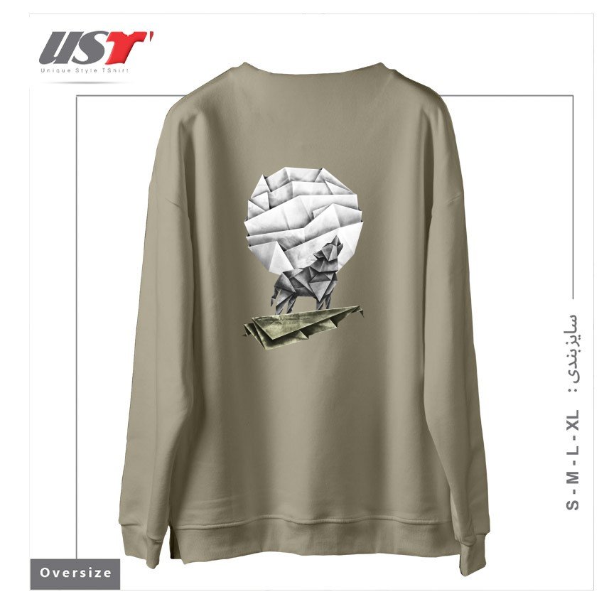 طرح WOLFGAMI سوییشرت اورسایزرنگ نخودی