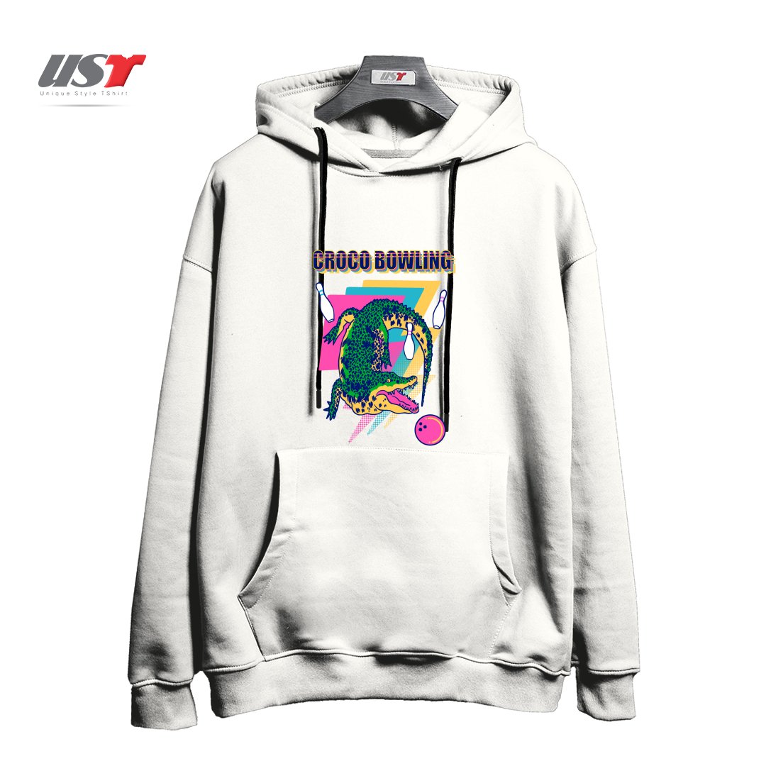 طرح CROCO BOWLING هودی اورسایزرنگ سفید