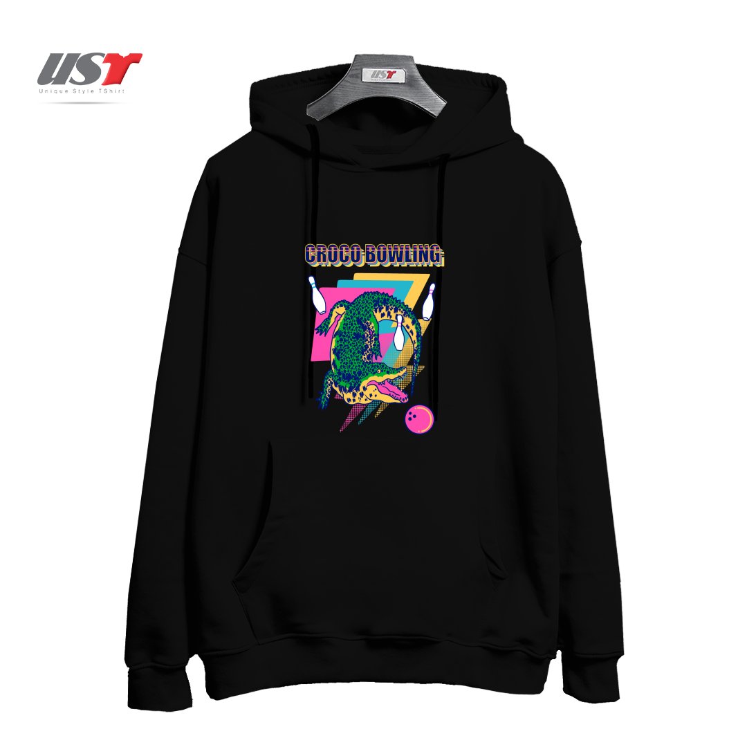 طرح CROCO BOWLING هودی اورسایزرنگ مشکی