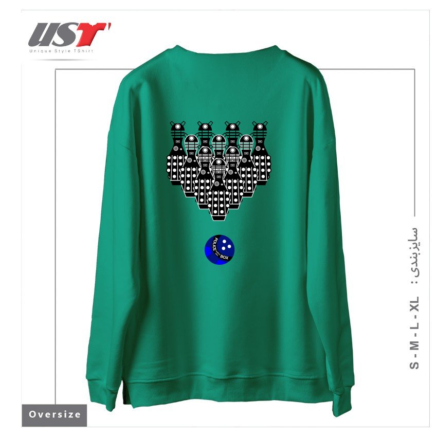 طرح DALEK BOWLING سوییشرت اورسایزرنگ سبز سدری