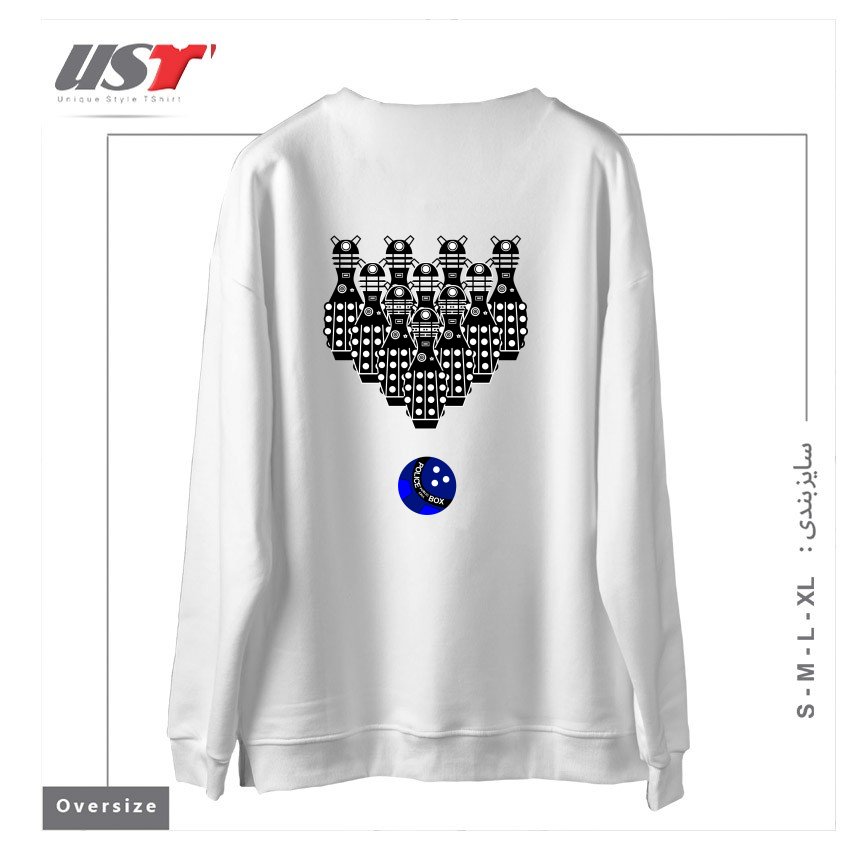 طرح DALEK BOWLING سوییشرت اورسایزرنگ سفید
