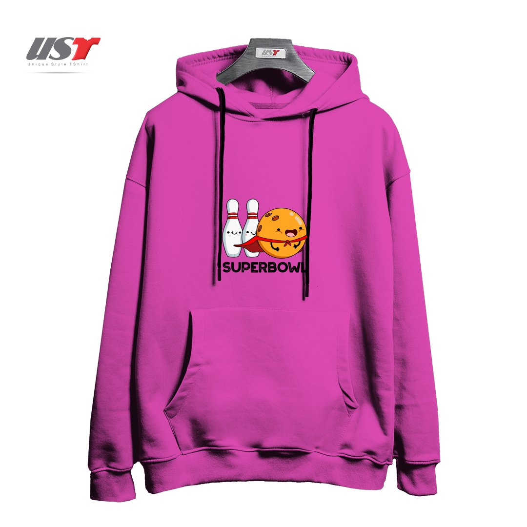 هودی اورسایز طرح SUPER BOWL CUTE SUPER HERO BOWLING PUN