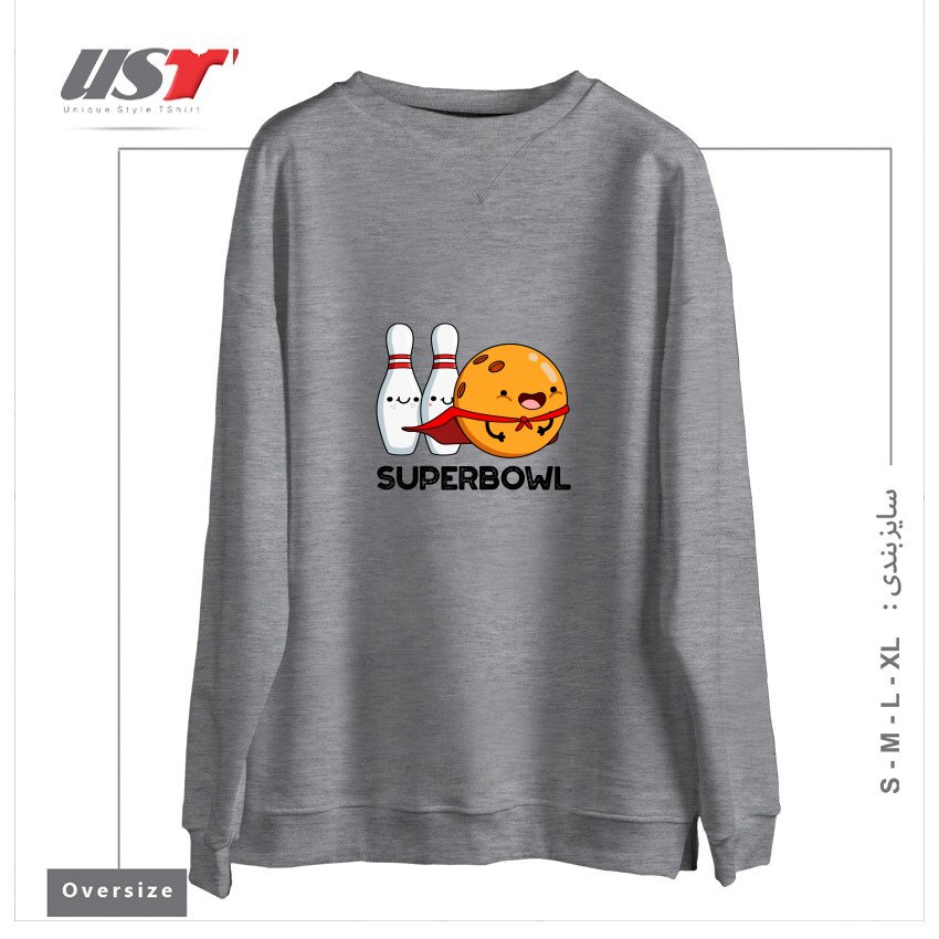سوییشرت اورسایز طرح SUPER BOWL CUTE SUPER HERO BOWLING PUN