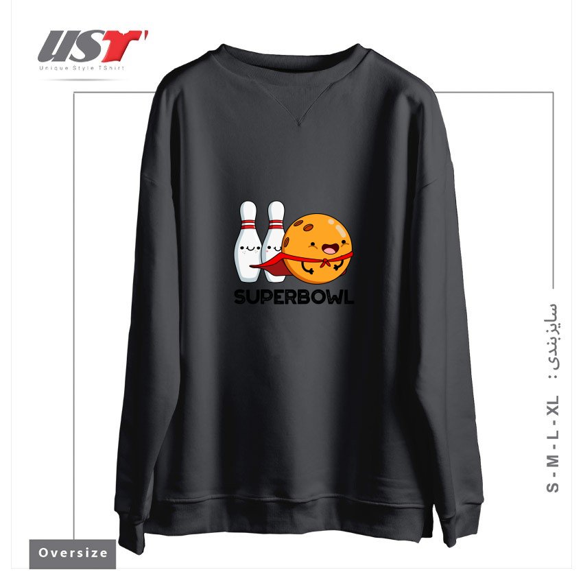 سوییشرت اورسایز طرح SUPER BOWL CUTE SUPER HERO BOWLING PUN