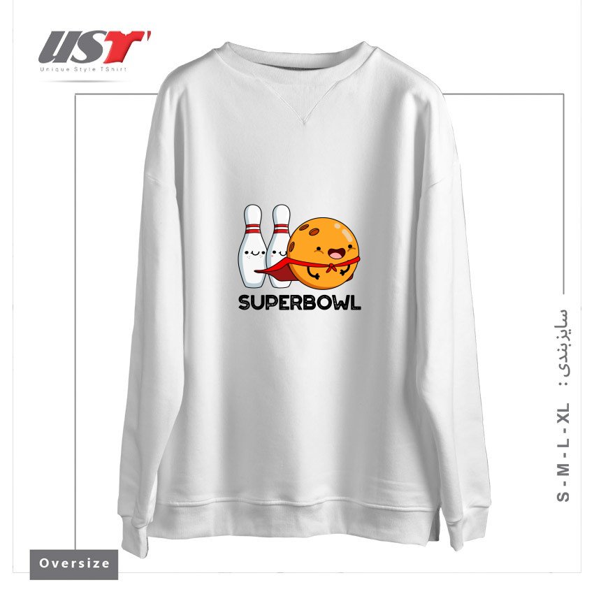 سوییشرت اورسایز طرح SUPER BOWL CUTE SUPER HERO BOWLING PUN
