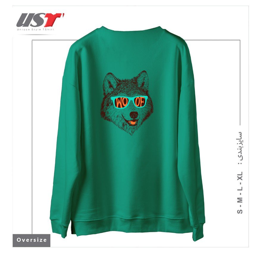 طرح WOOF سوییشرت اورسایزرنگ سبز سدری