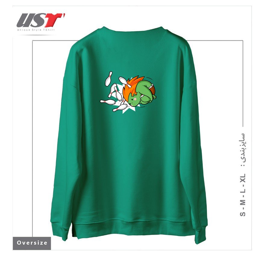 طرح SPORTY BUDDY BOWLING سوییشرت اورسایزرنگ سبز سدری