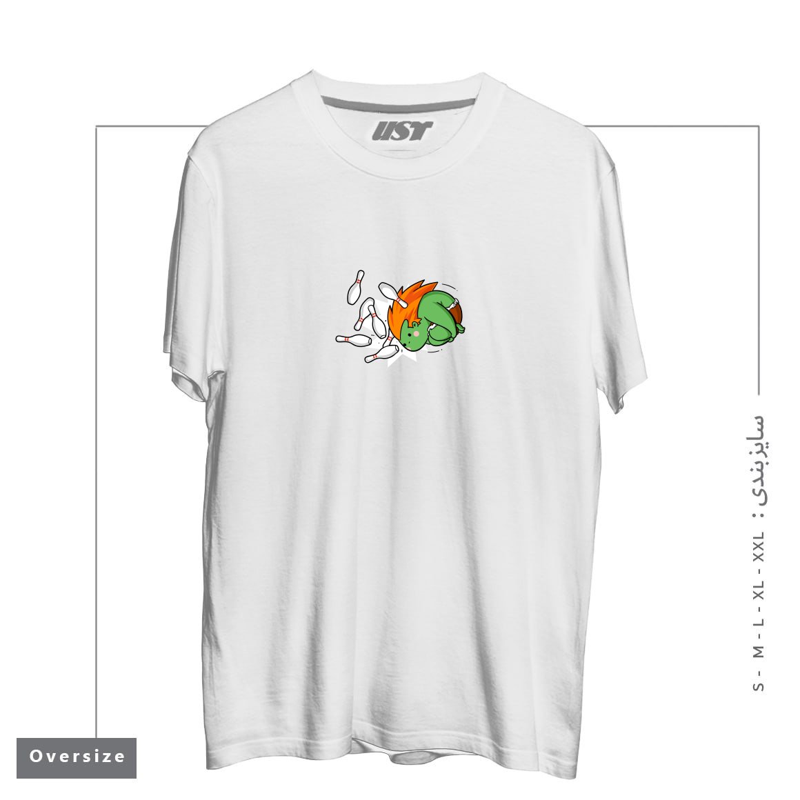 طرح SPORTY BUDDY BOWLING تیشرت اورسایزرنگ سفید