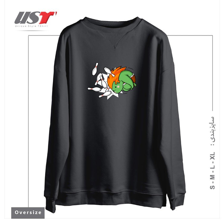 طرح SPORTY BUDDY BOWLING سوییشرت اورسایزرنگ دودی