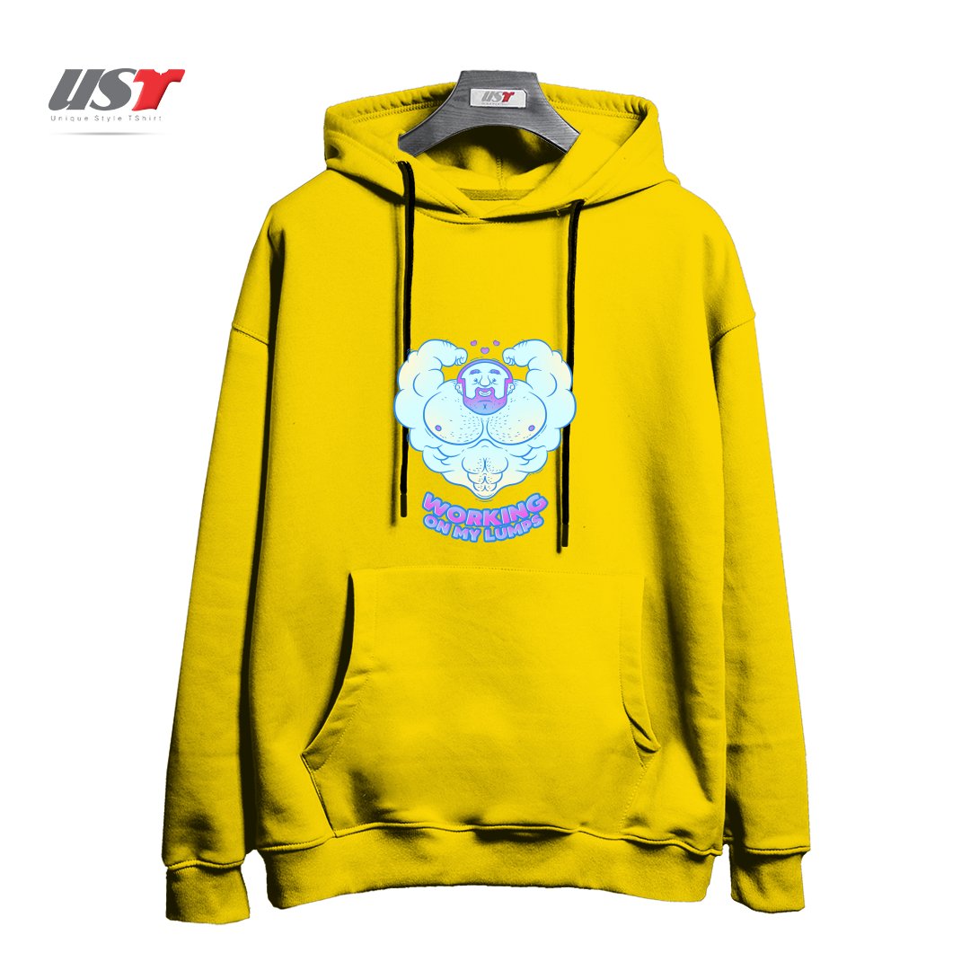 هودی اورسایز طرح WORKING ON MY LUMPS