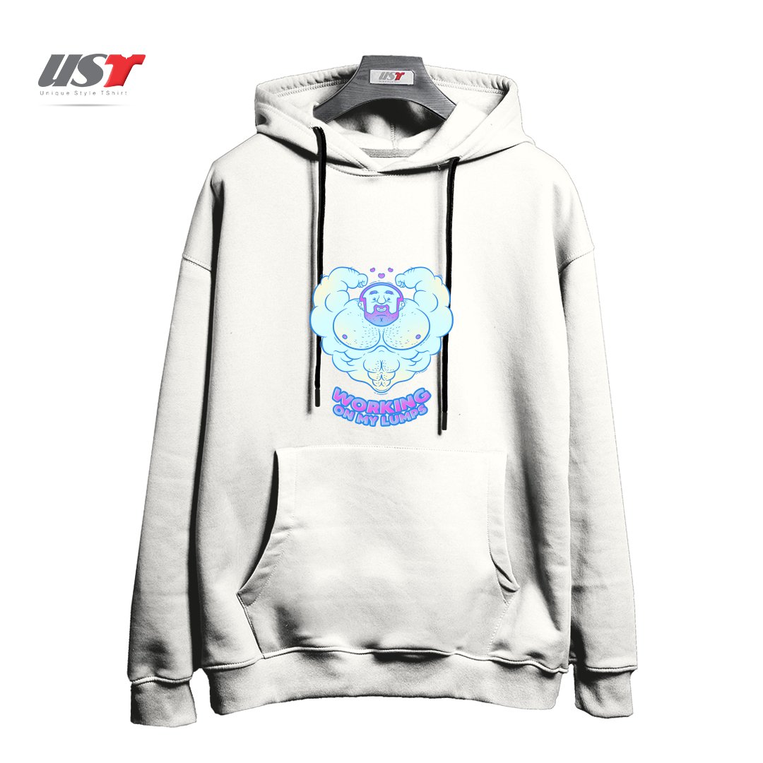 هودی اورسایز طرح WORKING ON MY LUMPS