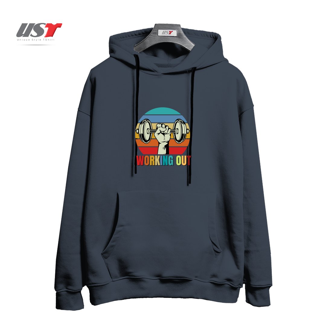 طرح WORKING OUT VINTAGE GYM هودی اورسایزرنگ دودی