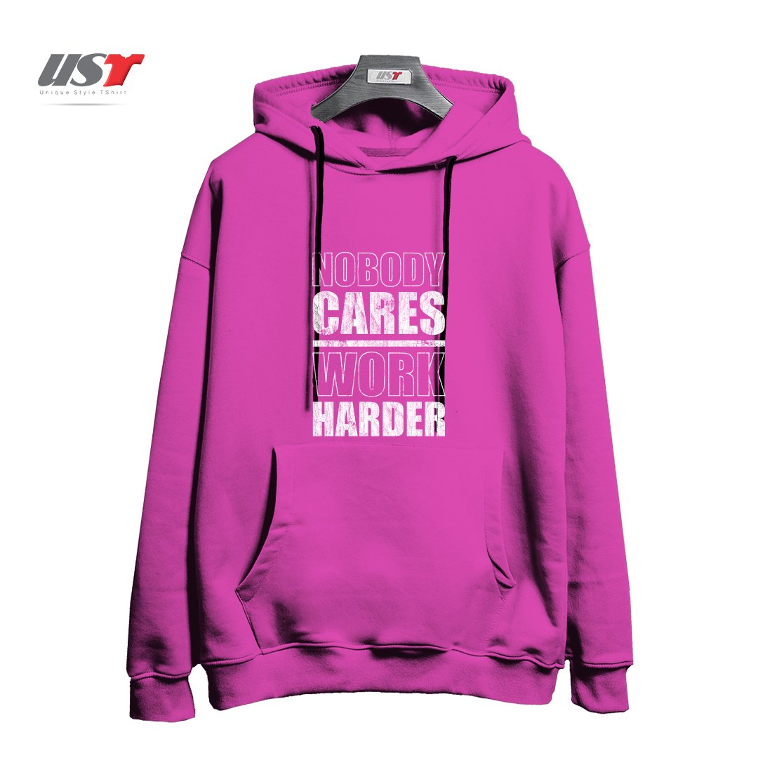 هودی اورسایز طرح NOBODY CARES WORK HARDER