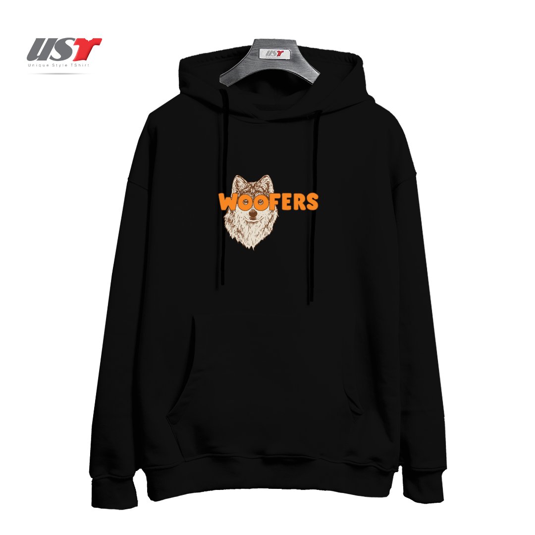طرح WOOFERS هودی اورسایزرنگ مشکی