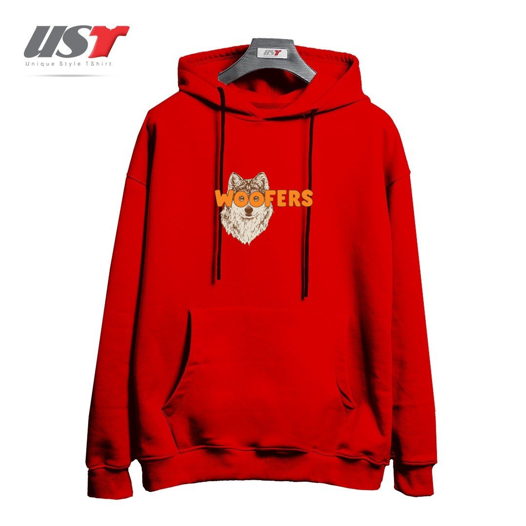 طرح WOOFERS هودی اورسایزرنگ قرمز