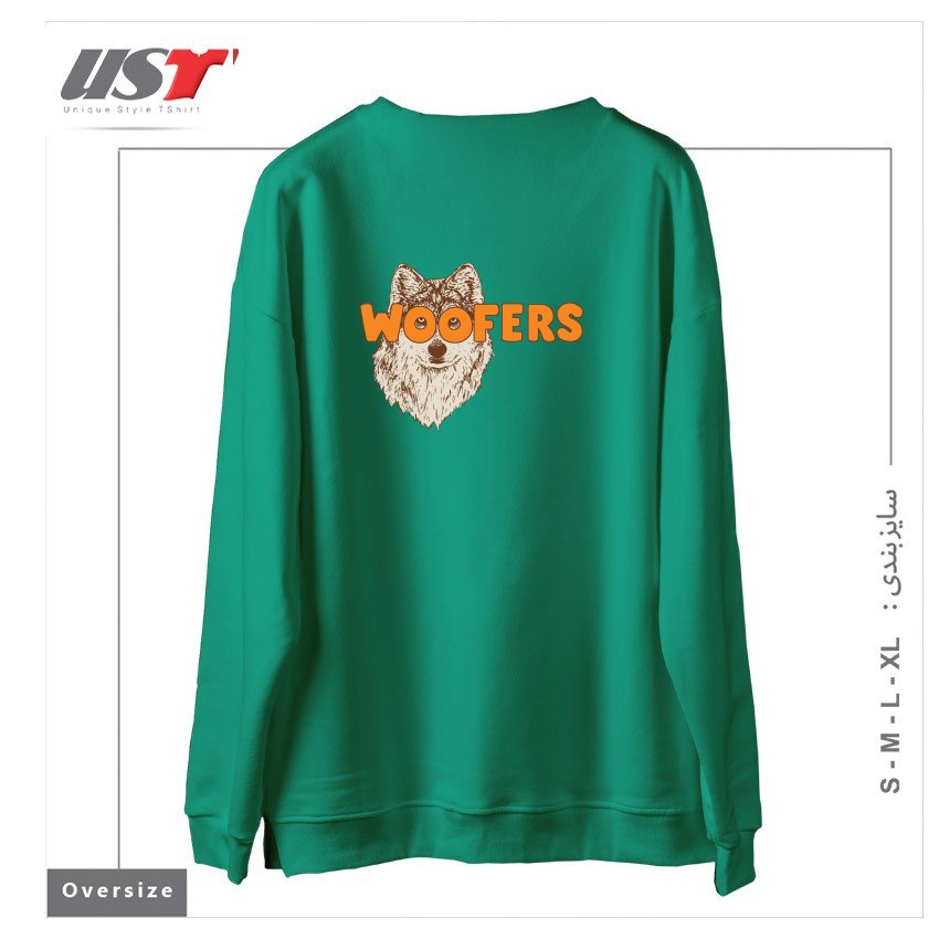 طرح WOOFERS سوییشرت اورسایزرنگ سبز سدری
