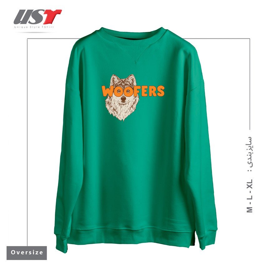 طرح WOOFERS سوییشرت اورسایزرنگ سبز سدری
