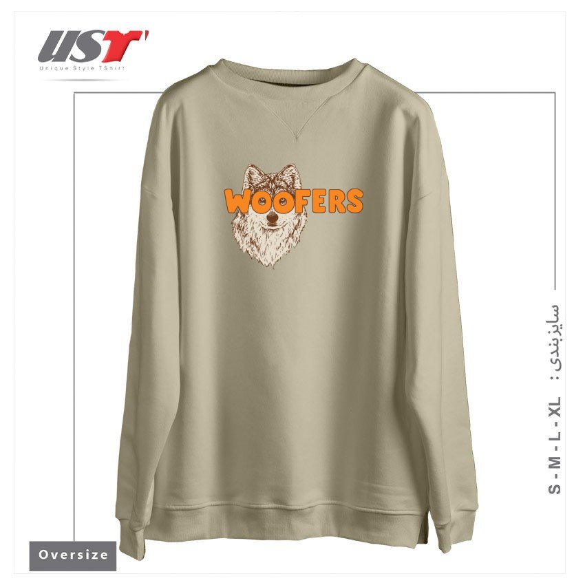 طرح WOOFERS سوییشرت اورسایزرنگ نخودی