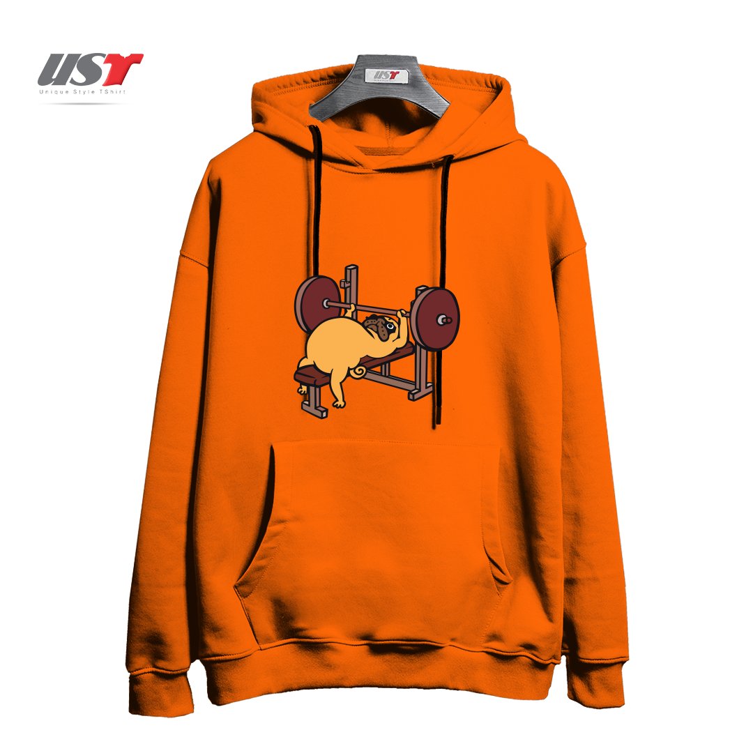 طرح PUG BENCH PRESS هودی اورسایزرنگ نارنجی