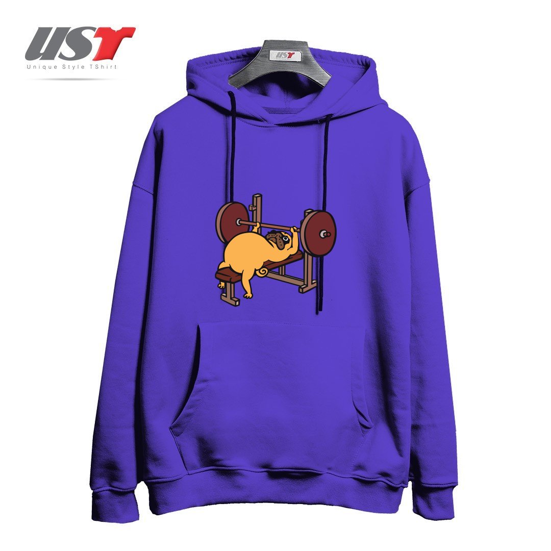 هودی اورسایز طرح PUG BENCH PRESS