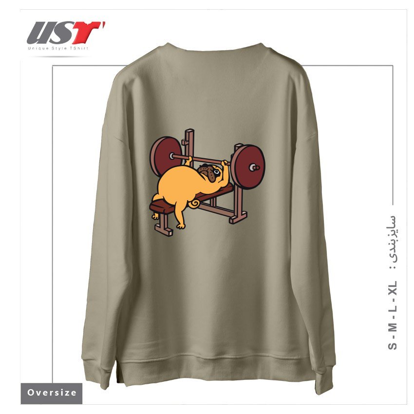 طرح PUG BENCH PRESS سوییشرت اورسایزرنگ نخودی