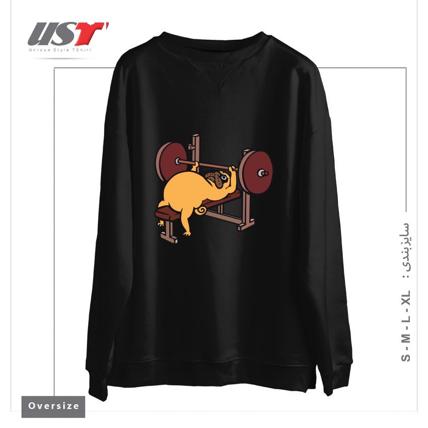سوییشرت اورسایز طرح PUG BENCH PRESS