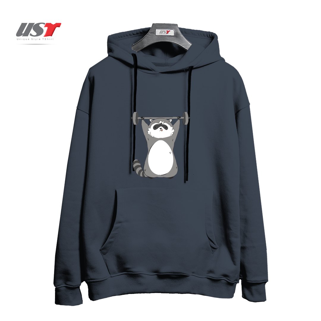 هودی اورسایز طرح RACCOON WORKING OUT