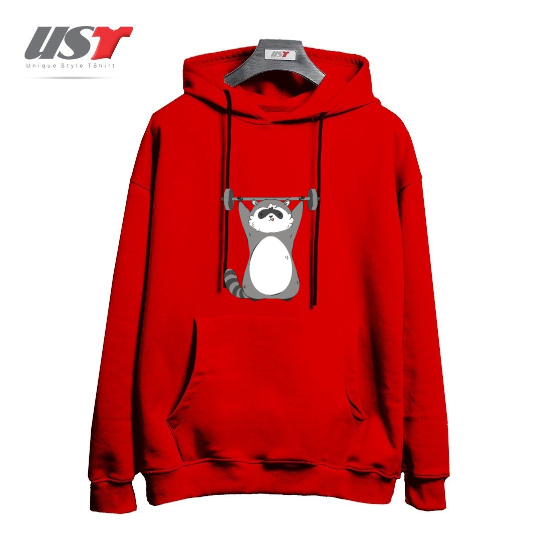 هودی اورسایز طرح RACCOON WORKING OUT