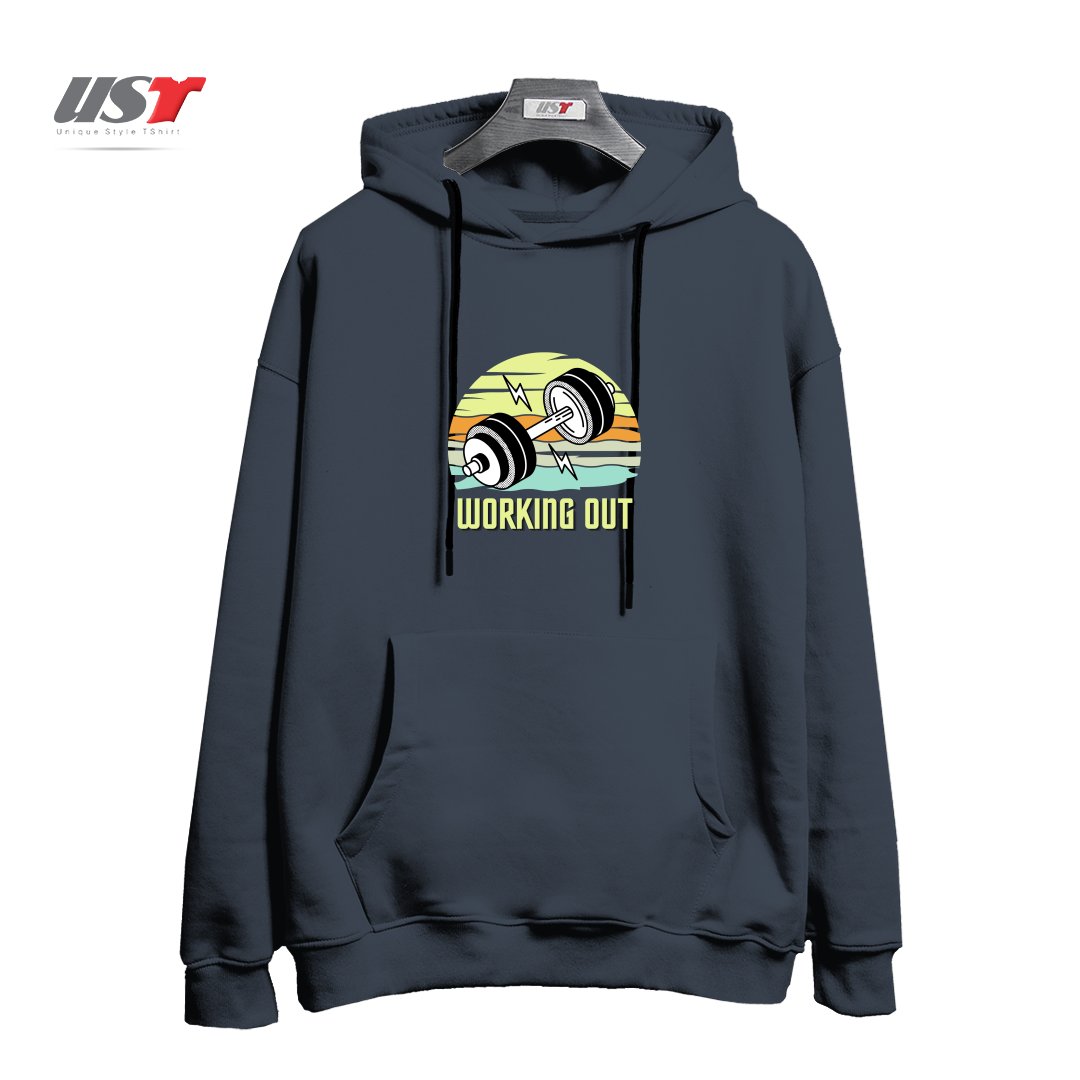 طرح RETRO GYM WORKING OUT هودی اورسایزرنگ دودی