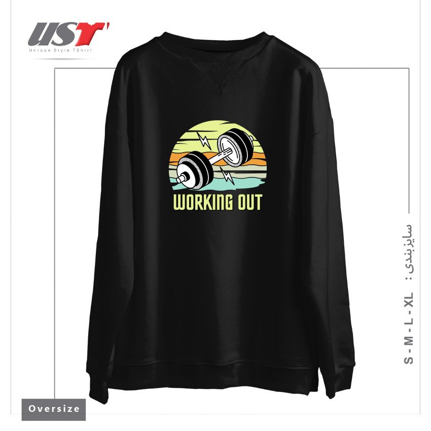 طرح RETRO GYM WORKING OUT سوییشرت اورسایزرنگ مشکی