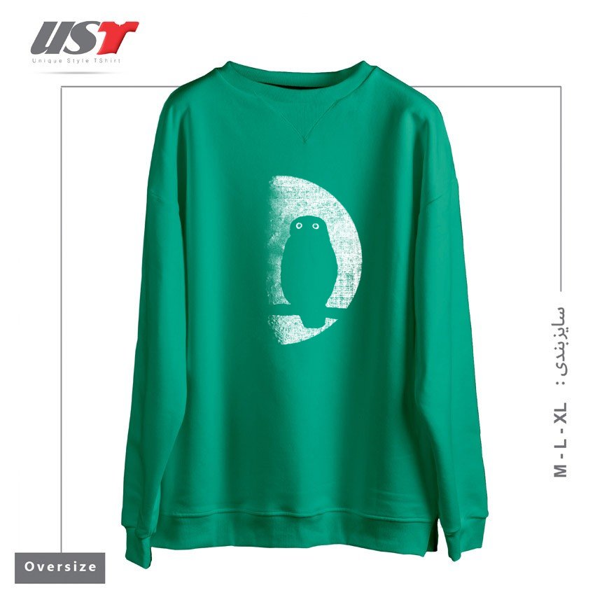 طرح NIGHTWATCHER سوییشرت اورسایزرنگ سبز سدری