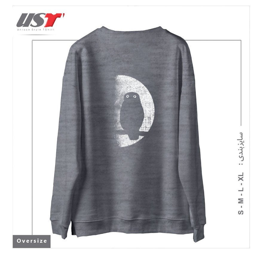 طرح NIGHTWATCHER سوییشرت اورسایزرنگ طوسی ملانژ