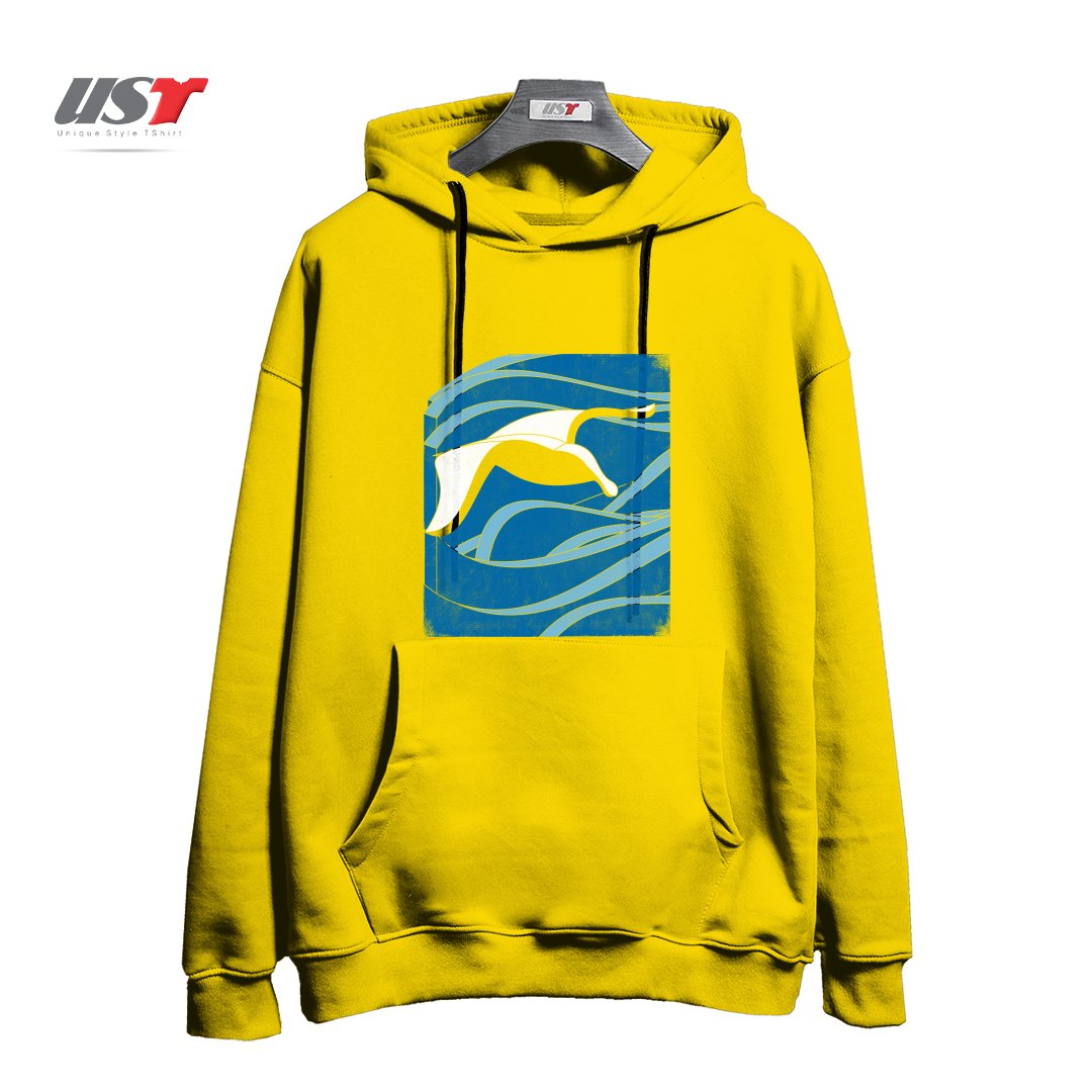 طرح ON THE WAVES هودی اورسایزرنگ زرد