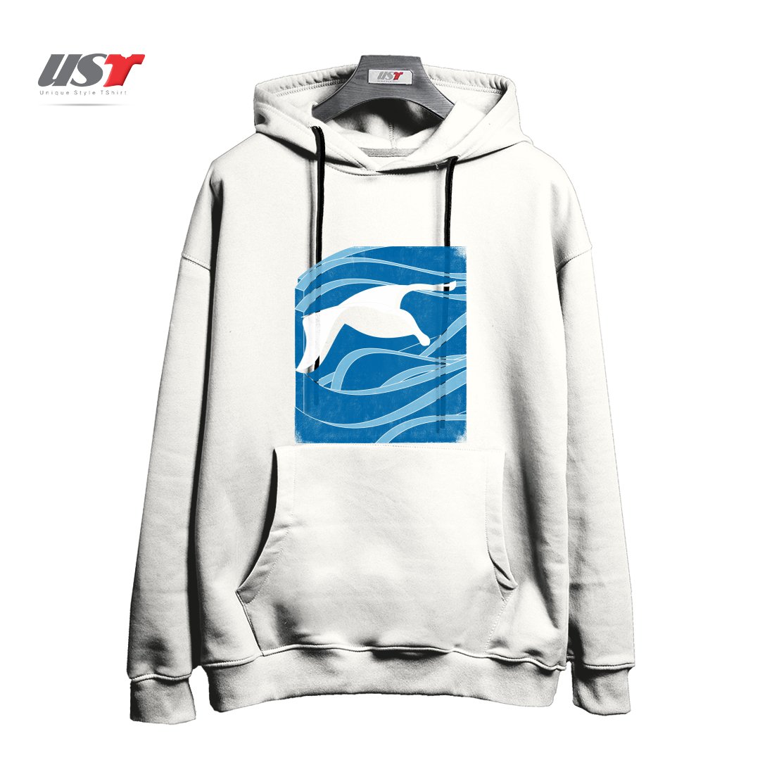 طرح ON THE WAVES هودی اورسایزرنگ سفید