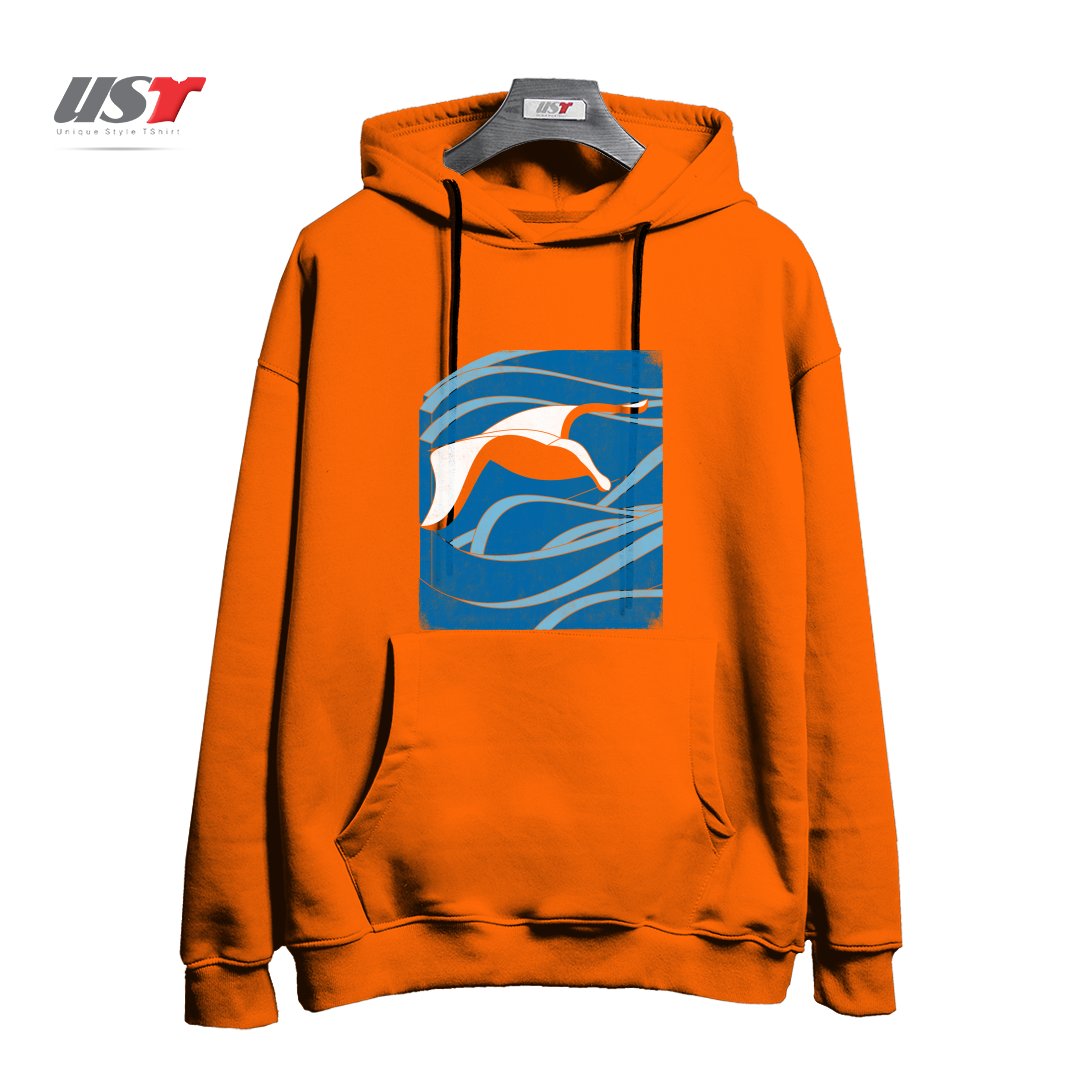 طرح ON THE WAVES هودی اورسایزرنگ نارنجی