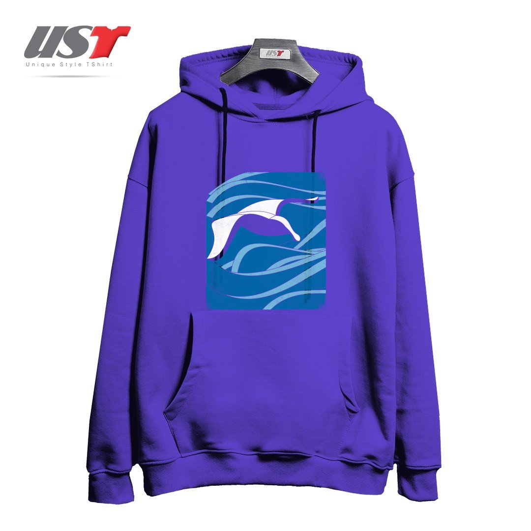 طرح ON THE WAVES هودی اورسایزرنگ بنفش